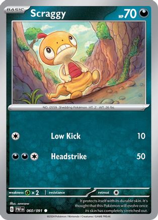 Scraggy 060 - Reverse Holofoil SV Paldean Fates - Common