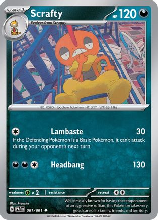 Scrafty 061 - Reverse Holofoil SV Paldean Fates - Uncommon