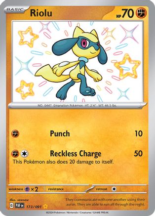 Riolu 173 - Holofoil SV Paldean Fates - Shiny Rare