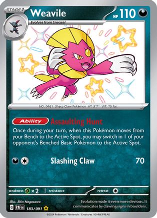 Weavile 183 - Holofoil SV Paldean Fates - Shiny Rare