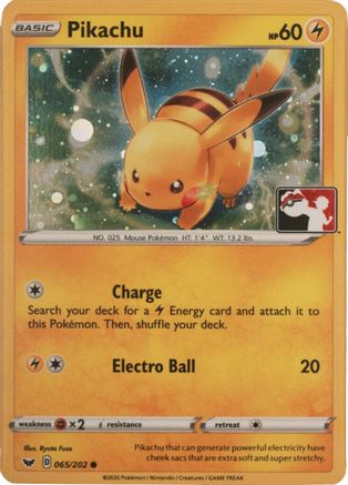 Pikachu - 065/202 (Cosmos Holo)/202 - Holofoil League & Championship Cards - Promo