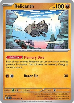 Relicanth 084/162 - Reverse Holofoil SV05 Temporal Forces - Rare