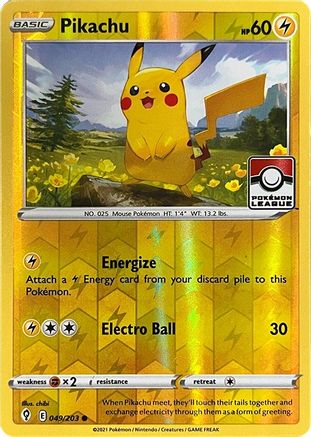 Pikachu (Pokemon League) 049/203 - Reverse Holofoil League & Championship Cards - Common