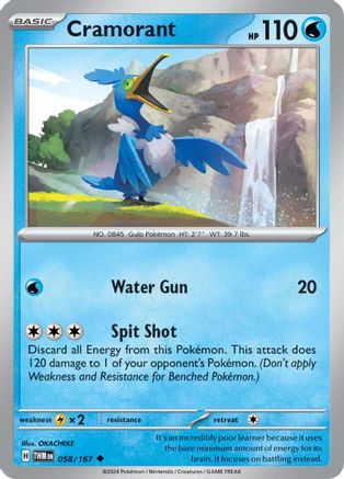 Cramorant 058/167 - Reverse Holofoil SV06 Twilight Masquerade - Uncommon