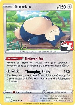 Snorlax 143/196 Prize Pack Series Cards - Rare