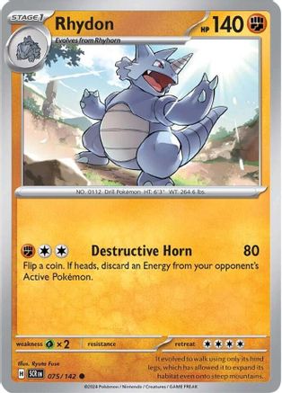 Rhydon 075 - Reverse Holofoil SV07 Stellar Crown - Common