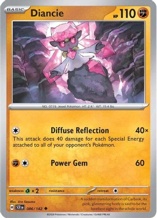 Diancie 086 - Reverse Holofoil SV07 Stellar Crown - Uncommon