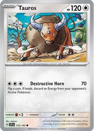 Tauros 112 - Reverse Holofoil SV07 Stellar Crown - Common
