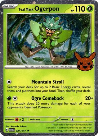 Teal Mask Ogerpon (Cosmos Holo) 024 - Holofoil Trick or Trade BOOster Bundle 2024 - Holo Rare