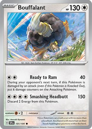 Bouffalant 151 - Reverse Holofoil SV08 Surging Sparks - Common