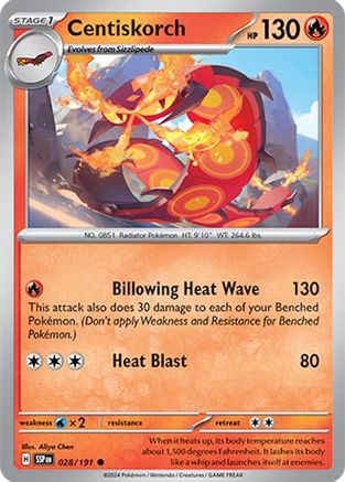 Centiskorch 028 - Reverse Holofoil SV08 Surging Sparks - Common