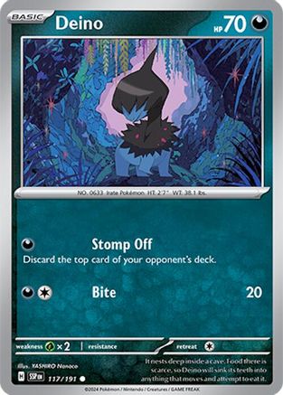 Deino 117 - Reverse Holofoil SV08 Surging Sparks - Common