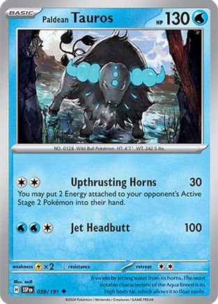 Paldean Tauros 039/191 - Reverse Holofoil SV08 Surging Sparks - Uncommon