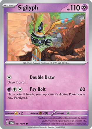 Sigilyph 081 - Reverse Holofoil SV08 Surging Sparks - Common