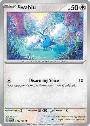 Swablu 148 - Reverse Holofoil SV08 Surging Sparks - Common