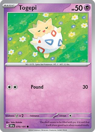 Togepi 070 - Reverse Holofoil SV08 Surging Sparks - Common