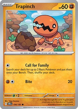 Trapinch 104 - Reverse Holofoil SV08 Surging Sparks - Common
