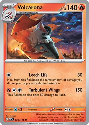 Volcarona 025 - Reverse Holofoil SV08 Surging Sparks - Common