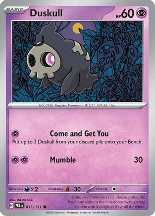 Duskull 035 - Reverse Holofoil SV Prismatic Evolutions - Common