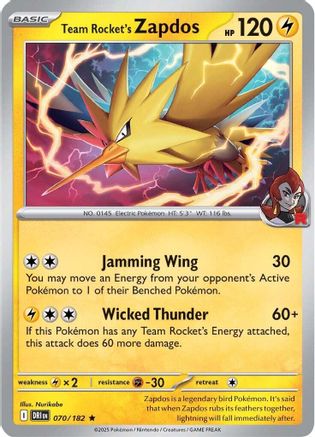 Team Rocket's Zapdos 070 - Holofoil SV10 Destined Rivals - Rare