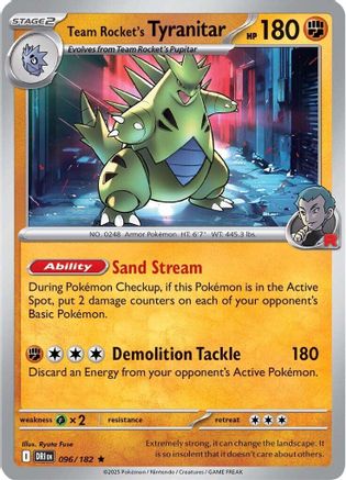 Team Rocket's Tyranitar 096 - Reverse Holofoil SV10 Destined Rivals - Rare