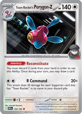 Team Rocket's Porygon-Z 155 - Reverse Holofoil SV10 Destined Rivals - Uncommon