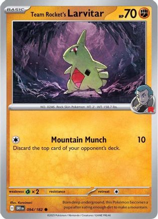 Team Rocket's Larvitar 094 - Reverse Holofoil SV10 Destined Rivals - Common