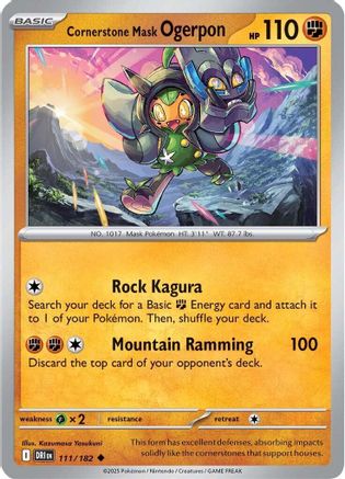 Cornerstone Mask Ogerpon 111 - Reverse Holofoil SV10 Destined Rivals - Uncommon
