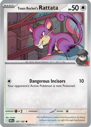 Team Rocket's Rattata 147 - Reverse Holofoil SV10 Destined Rivals - Common