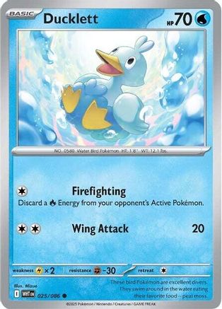 Ducklett 025 - Reverse Holofoil SV White Flare - Common