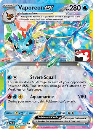 Vaporeon ex 023/131 - Holofoil Prize Pack Series Cards - Double Rare