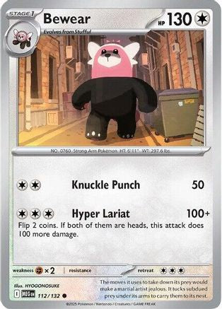 Bewear 112 - Reverse Holofoil ME01 Mega Evolution - Common