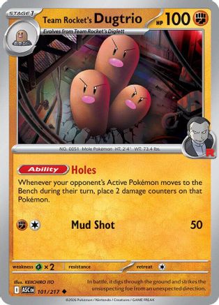 Team Rocket's Dugtrio 101/217 - Reverse Holofoil ME Ascended Heroes - Uncommon