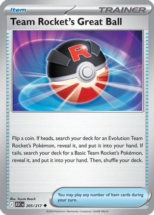 Team Rocket's Great Ball 205 - Reverse Holofoil ME Ascended Heroes - Uncommon