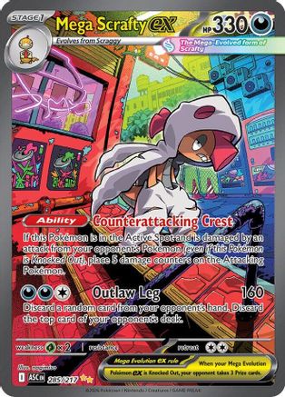 Mega Scrafty ex 285/217 - Holofoil ME Ascended Heroes - Special Illustration Rare