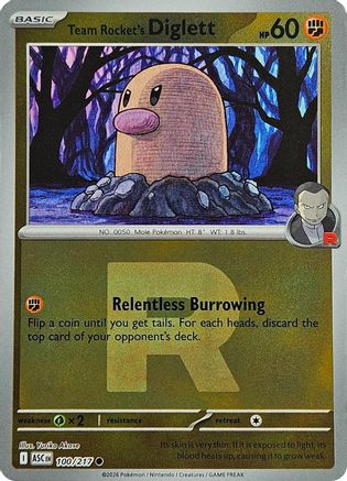 Team Rocket's Diglett (Team Rocket) 100 - Reverse Holofoil ME Ascended Heroes - Common