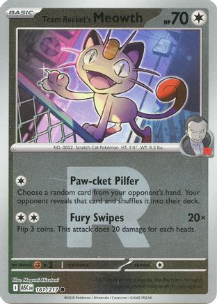 Team Rocket's Meowth (Team Rocket) 161 - Reverse Holofoil ME Ascended Heroes - Common