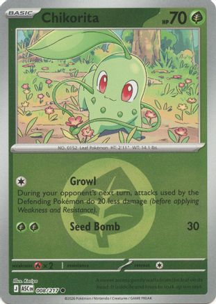 Chikorita (Energy Symbol Pattern) 008 - Reverse Holofoil ME Ascended Heroes - Common