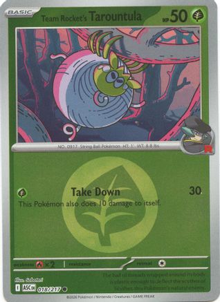 Team Rocket's Tarountula (Energy Symbol Pattern) 018 - Reverse Holofoil ME Ascended Heroes - Common