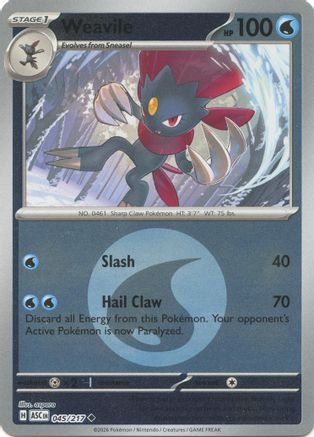 Weavile (Energy Symbol Pattern) 045/217 - Reverse Holofoil ME Ascended Heroes - Uncommon
