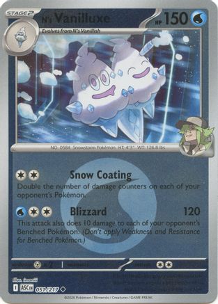 N's Vanilluxe (Energy Symbol Pattern) 051 - Reverse Holofoil ME Ascended Heroes - Uncommon