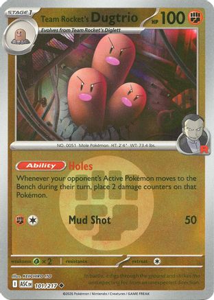 Team Rocket's Dugtrio (Energy Symbol Pattern) 101/217 - Reverse Holofoil ME Ascended Heroes - Uncommon