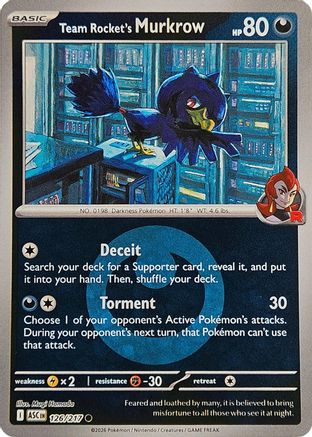 Team Rocket's Murkrow (Energy Symbol Pattern) 126 - Reverse Holofoil ME Ascended Heroes - Common