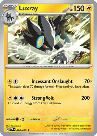 Luxray 028 - Reverse Holofoil ME03 Perfect Order - Rare
