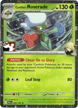 Cynthia's Roserade (Cosmos Holo) 008/182 - Holofoil Prize Pack Series Cards - Rare