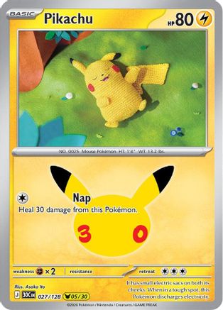 Pikachu 027/128 - Holofoil ME 30th Celebration - Pikachu Rare