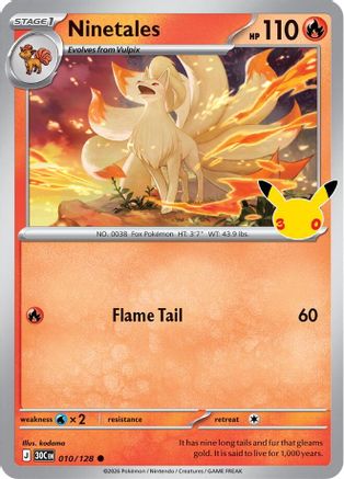 Ninetales 010 - Holofoil ME 30th Celebration - Common