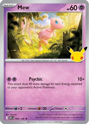 Mew 065 - Holofoil ME 30th Celebration - Rare