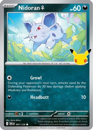 Nidoran F 087 - Holofoil ME 30th Celebration - Common
