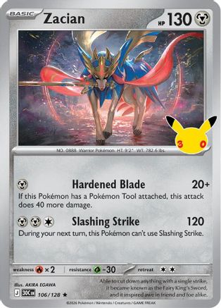 Zacian 106 - Holofoil ME 30th Celebration - Rare